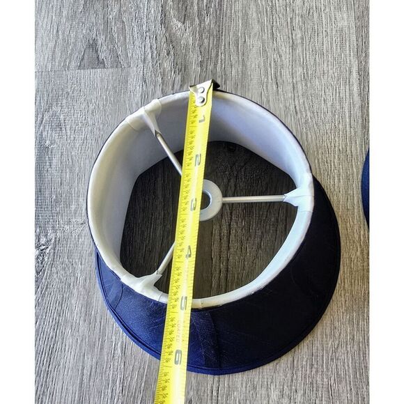 Blue Satin Fabric Lamp Shade Spider Fitter / 6 3/4" Tall Traditional - Picture 3 of 5